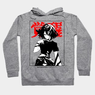 Japanese Streetwear Goth Grunge Anime Girl Manga Aesthetic Black and White Hoodie